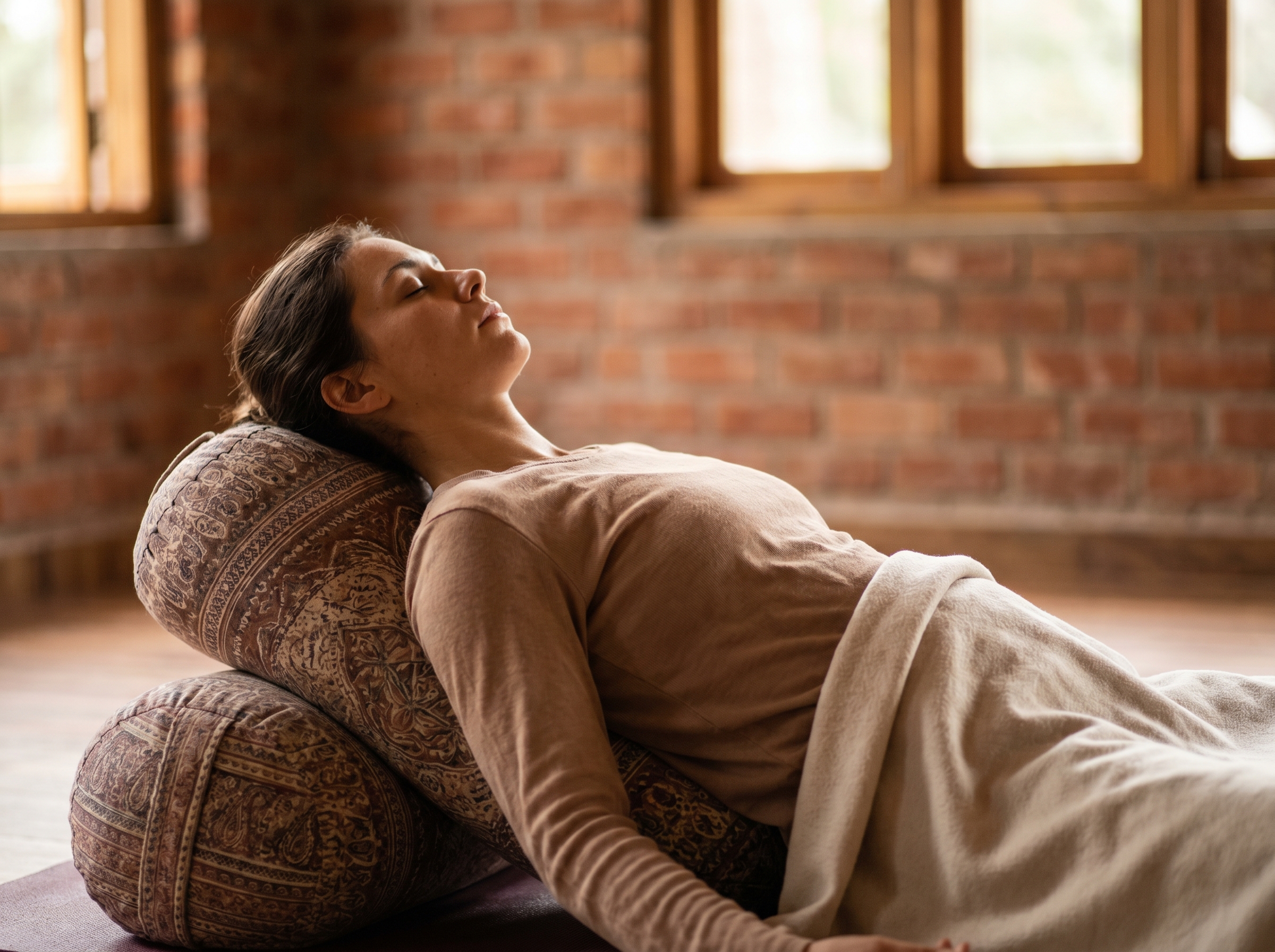 Restorative somatic practice on bolster