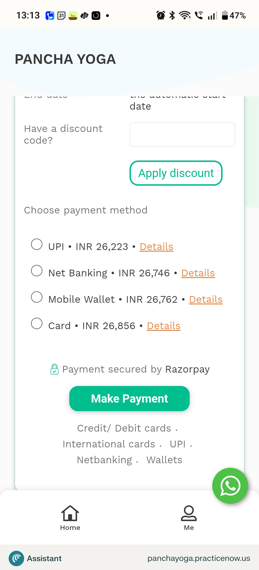 PracticeNow - checkout and payments