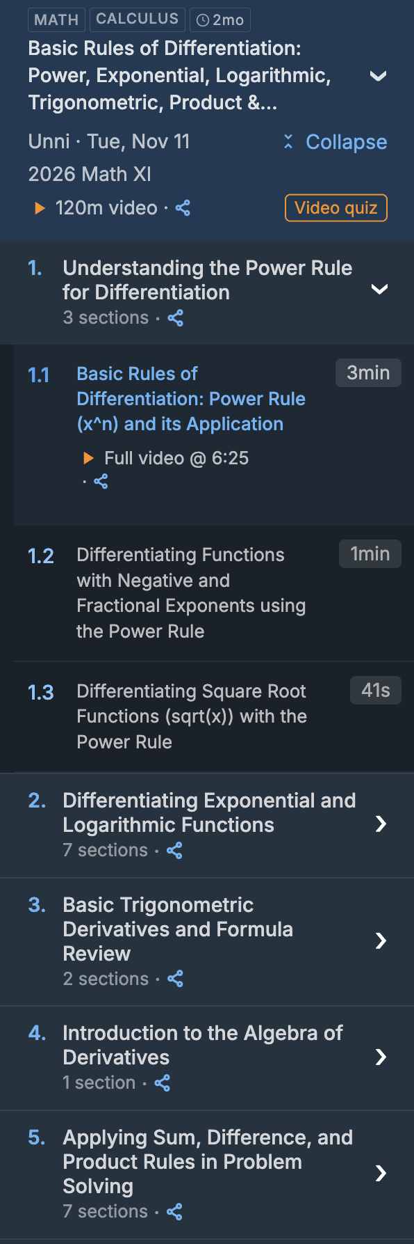 Spark course structure: chapters and micro-sections